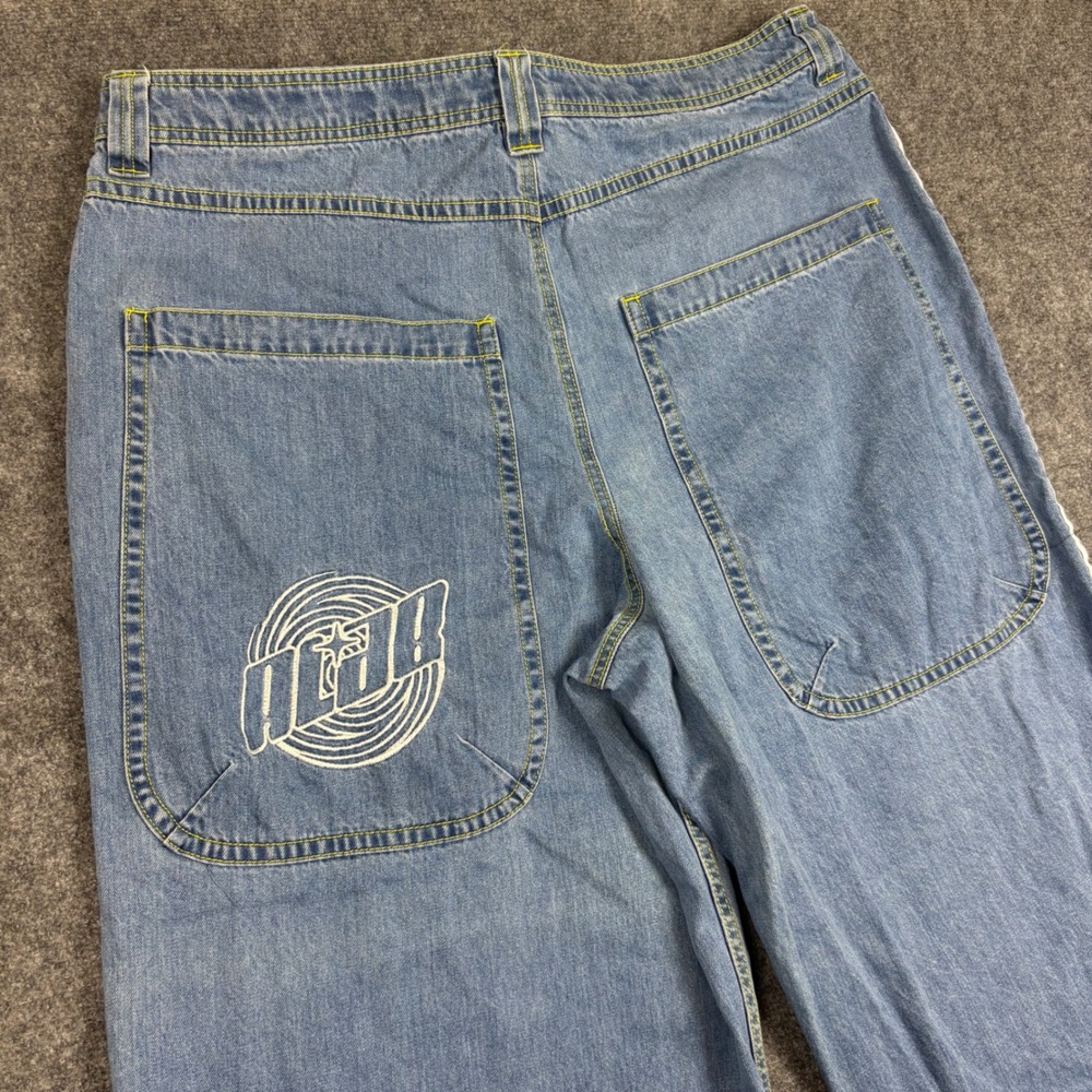Alab 26 Mega Wide Leg Jeans Mens 44 Blue Denim Baggy Skater Side Stripe Y2K